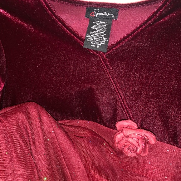 Velvet Rhinestone Rose Dress - Picture 2 of 4